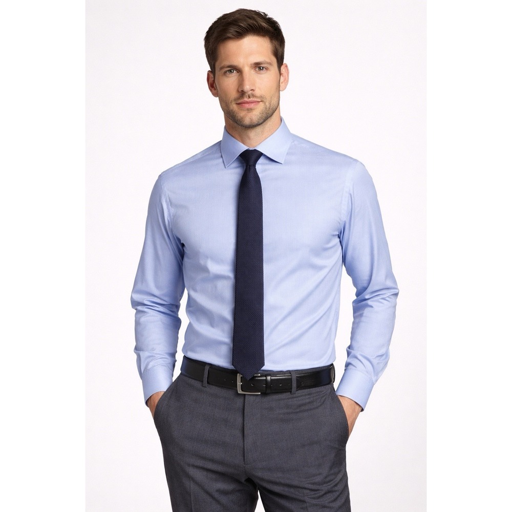 NWT Stacy Adams Modern Fit Dress Shirt Blue 15.5 32/33‎ Cotton Button Down Mens